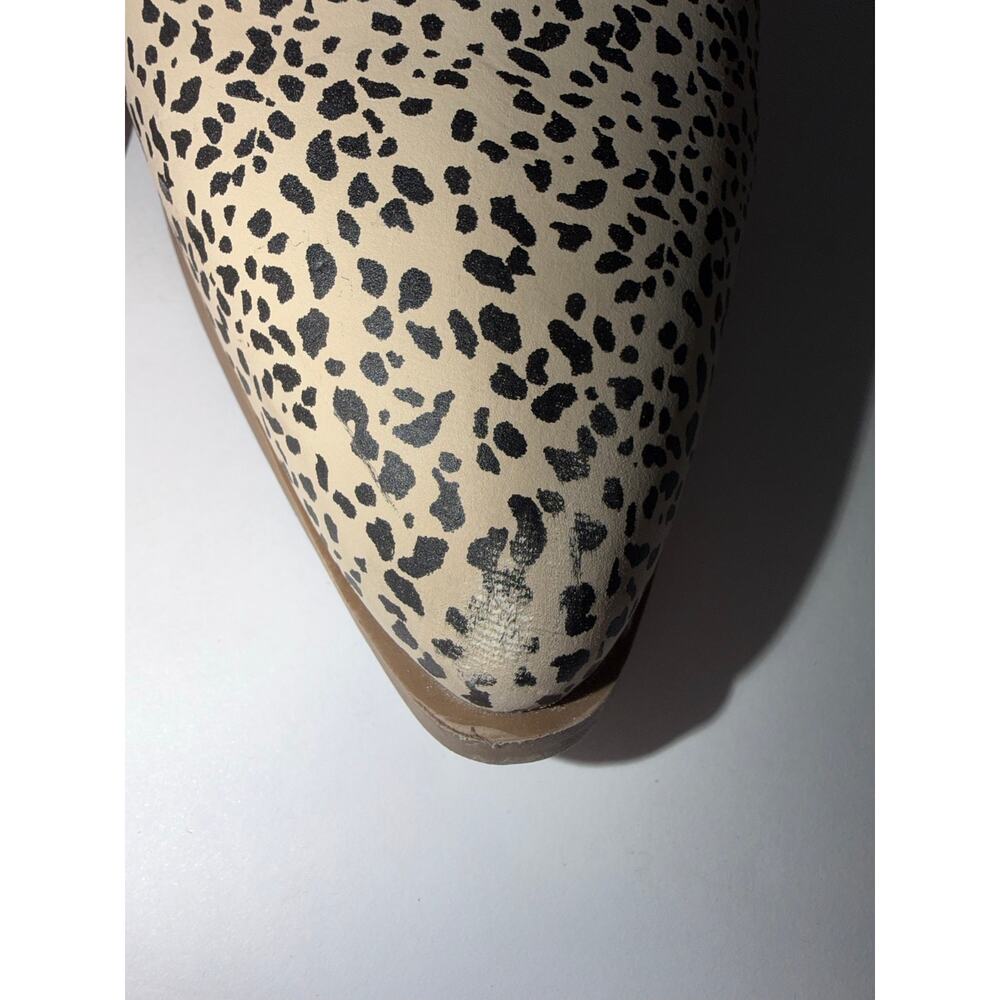 Serra Ankle Booties 7 Cream Black Speckled Animal Print Pointed Toe Block Heel - Picture 4 of 11